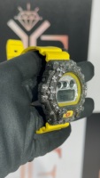 Montre analogique à quartz Miyota pour homme, de luxe, tendance, boîtier en alliage de 41 mm, bracelet en caoutchouc blanc et jaune, verre résistant à l'eau, chiffres romains