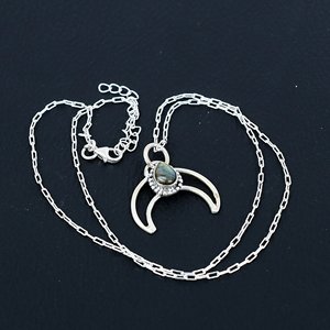 Labradorite 925 Sterling <b>Silver</b> Pear Shape Gemstone Trendy Engagement Pendant <b>Necklace</b> <b>for</b> <b>Men</b> Women Unisex - Product Image 2