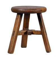Tabouret de laitier en bois massif de style antique, tendance 2026, tabouret trépied rond Wabi Sabi, tabouret d'appoint rustique en chêne foncé pour salon