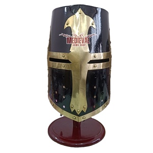 Mild Steel Black Templar Helmet Brass Cross Design Crusader Knight Armor Historical Display Reenactment And Halloween Costume - Product Image 1