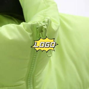Light Green Unisex Puffer Jacket Windproof <b>Thick</b> <b>Winter</b> <b>Coat</b> Casual Style Stand Collar Zipper Closure Polyester Material - Product Image 2