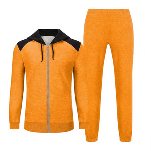Ensemble de survêtement pour homme gris à capuche, écologique, léger, en polyester/coton, à séchage rapide, avec sweat-shirt à fermeture éclair à manches longues et pantalon - Product Image 6