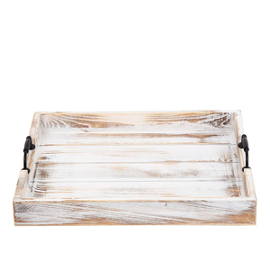 ถาดไม้ทรงสี่เหลี่ยมผืนผ้าสำหรับบ้านไร่ถาดโลหะใช้ตกแต่งบ้านกาแฟอาหารเช้างานแฮนด์เมดแบบเรียบง่าย - Product Image 1