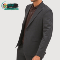 Ensemble de costume d'affaires élégant pour homme en laine, double boutonnage, col mandarin, coupe droite, coupe-vent et infroissable