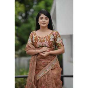 Saree bordado de diseñador con hilo multicolor Trabajo Hermoso vestido de novia - Product Image 3