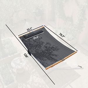 "2 Person Portable Garden <b>Hammock</b> with Gray Fabric 440 Lbs Capacity & Pillow & Pad" - Product Image 3