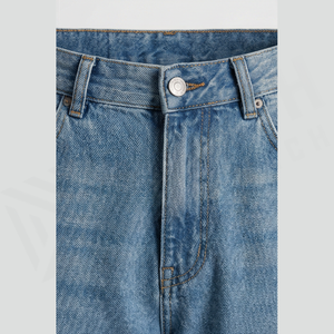 Jean en denim délavé coupe droite pour homme, taille haute, coupe ample, en coton, style décontracté, idéal pour le printemps - Product Image 4