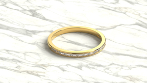 18K Gold Minimalist Channel Set Baguette Diamond <b>Ring</b> For Women Half Eternity Band <b>Stacking</b> Wedding <b>Ring</b> Fine Jewelry for Women - Product Image 3