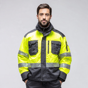 Vestes de sécurité pour hommes, vêtements de travail d'hiver haute visibilité, vestes épaisses pour hommes, veste imperméable coupe-vent réfléchissante pour hommes - Product Image 5