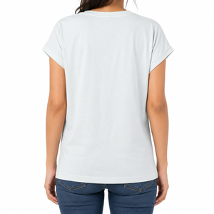 Camiseta de Manga Corta con Cuello Redondo para Mujer, 100% Algodón, Estampado Floral, Corte Holgado, Informal, para Verano - Product Image 3