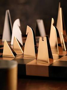 Pièces d'échecs modernes en métal, classiques, vente en gros, design contemporain de luxe, jeu de stratégie - Product Image 6