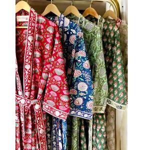 ชุดกิโมโนผ้าฝ้ายพิมพ์ลายดอกไม้ ออกแบบสำหรับผู้หญิง สวมใส่สบายสำหรับชุดนอน ชุดลำลอง และชุดอยู่บ้าน - Product Image 1