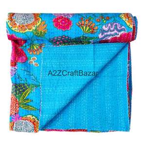 Lote al por mayor de colchas Kantha vintage indias hechas a mano, mantas reversibles, colchas de tela de algodón, colchas bohemias. - Product Image 6