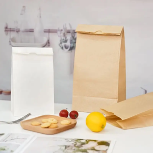Bolsas de Papel Kraft Marrón y Blanco Sin Asas, Bolsa Plana Estándar SOS, Embalaje Biodegradable para Alimentos - Product Image 3
