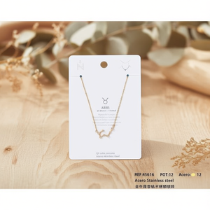 Collana Zodiaco Ariete Z+ Placcata Oro in Acciaio Inossidabile, Gioiello da Donna con Ciondolo a Perline, Regalo di Moda - Product Image 3