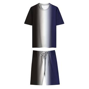 Conjunto de verano para hombre, mezcla de algodón, camiseta de manga corta y pantalones cortos, transpirable, informal, conjunto de dos piezas, para vacaciones en la playa, uso diario. - Product Image 6