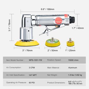 Mini Levigatrice Pneumatica ad Alta Velocità 15000RPM, Orbitale Casuale da 1/2/3 Pollici per Carrozzeria Auto, Kit Levigatrice ad Aria Compressa da 58 Pezzi - Product Image 6