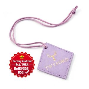 Manufacturer Custom Branded logo Gold Foil Printed Leather hang Tags for Jeans - Product Image 2