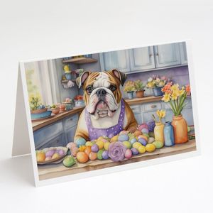 Whimsical A7 Size <b>5x7</b> Pack 8 Blank Note Cards with <b>Envelopes</b> English Bulldog Easter Decorations Greeting Card Set - Product Image 1