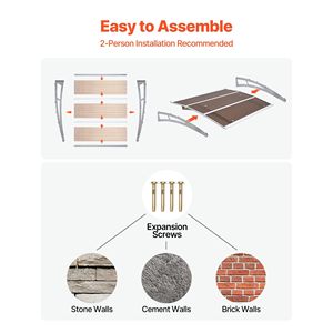 Tende da Sole per Porte Esterne 37 x 47 Pollici, Protezione da Pioggia, Neve e Sole con Staffa in ABS per Ingresso Porta - Product Image 5