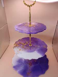 Support à gâteau moderne en résine écologique fait main, 2 pièces, pour table de desserts de mariage, décoration d'événements, couleur et forme personnalisées - Product Image 3