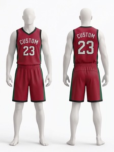 Uniforme de Baloncesto Personalizado, Conjunto de Camiseta y Pantalones Cortos Rojos, Verdes y Negros, Ropa Deportiva Profesional Transpirable para Equipos, Personalizada para Partidos - Product Image 1