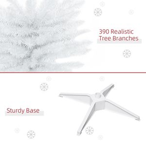 Albero di Natale Bianco Sottile con 390 Punte Realistiche, Albero di Natale Artificiale a Matita con 6 Rami e Base in Plastica - Product Image 4