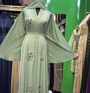 2026 Wholesale Umbrella Abaya Stone Work Handmade Sequined Arabic Dubai Style Full Flare Nida Fabric Evening Party Dress - Product Image 1