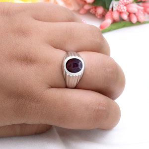 แหวนเงินแท้ 925 ประดับทับทิมทรงดาว ฝังแบบ Bezel ทำด้วยมือ งานหรูหรา ขายส่ง - Product Image 6
