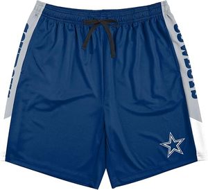 Pantalones cortos de malla azul de los Denver Broncos con rayas laterales naranjas y logotipo del equipo, ropa deportiva de poliéster duradera - Product Image 6