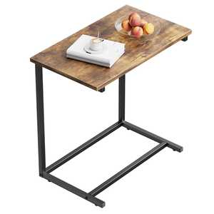 Rustic Wooden Side Table With Shelf Black Metal <b>Frame</b> Living Room Accent With Plant Bowl Books - Product Image 4