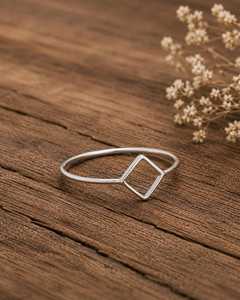 Anillo Abierto Cuadrado Geométrico de Plata de Ley 925, Anillo Minimalista Apilable, Moderno y Ajustable, Chapado en Oro, Joyería para Mujer, Regalo - Product Image 6