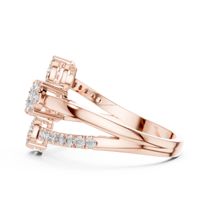 Lush Line Jewels Mujer 10K Oro Triple Flor Ajustable CZ Diamante Anillo Banda abierta Joyería de moda para fiestas - Product Image 2