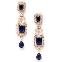 Parure de collier et boucles d'oreilles indiennes en laiton plaqué or rose pour femme, bijoux romantiques et audacieux au design géométrique, idéale pour les fêtes