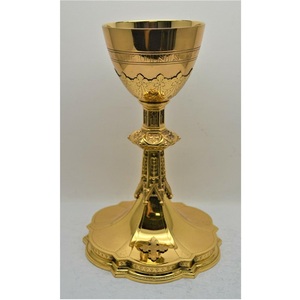 Metal Chalice And Ciborium Set With Ornamental Religious Details For Formal Liturgical Presentations - Product Image 6