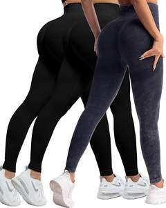 Leggings de yoga sin costuras color granate de secado rápido para mujer, 100% algodón, cintura alta, con logo personalizado, pantalones ajustados para mujer en venta - Product Image 6