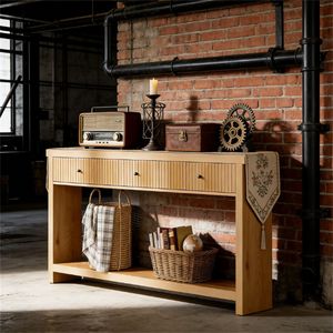 Stylish Rectangular <b>Sofa</b> <b>Table</b> with Storage Main Console and Foyer <b>Table</b> Set - Product Image 4