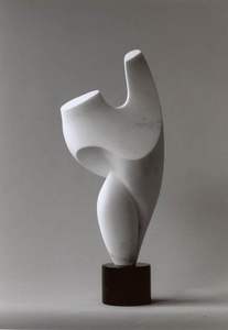 Escultura Moderna de Mármol Blanco Tallada a Mano con Acabado Pulido, Forma Orgánica Fluida, Arte en Piedra Natural - Product Image 2