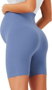 Shorts de yoga et de fitness de qualité supérieure en nylon sans couture, coupe ajustée, compressifs, extensibles, respirants, pour la maternité - Product Image 3