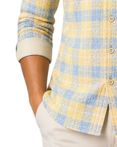 Customized Yellow Sky Blue Plaid Check Casual <b>Shirt</b> For <b>Men</b> Slim Fit Long Sleeve Button Down Cotton Stylish Premium Quality Wear - Product Image 6