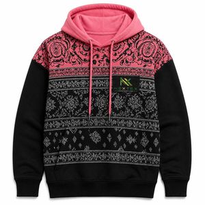 Custom <b>Mens</b> Paisley Print Pullover Hoodie Winter Streetwear Hip Hop Oversized <b>Fleece</b> <b>Jacket</b> Casual Hooded Sweatshirt Top - Product Image 5