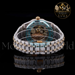 Luxury Antique Hip Hop Simple Moissanite <b>Diamond</b> Men's Stainless Steel Sapphire Crystal Analog 41mm Chronograph 3BAR WristWatch - Product Image 3