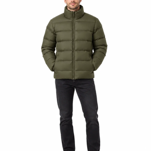 High Quality Olive <b>Green</b> <b>Mens</b> Lightweight Winter Puffer <b>Jackets</b> with Stand Collar OEM Wholesale Cheap Price Custom Casual Wear - Product Image 1