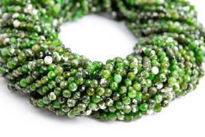 ลูกปัดโครเมียมไดโอไซด์เคลือบหิมะ ของแท้จากรัสเซีย พลอยธรรมชาติทรงกลมเหลี่ยมเพชรพลอย สำหรับทำเครื่องประดับ - Product Image 6