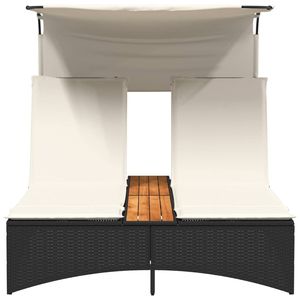 Doppio lettino con baldacchino nero in Rattan e cuscini - Product Image 5