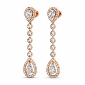 Pendientes de Oro Rosa con Diamantes en Forma de Pera, Joyería de Lujo para Mujer, Engaste de Garra, Chapado en Oro de 18K, Certificado IGI - Product Image 3