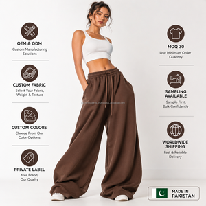 Pantalon de jogging ample taille haute en molleton pour femme, coupe large, en coton French Terry, personnalisé, décontracté, confortable, qualité supérieure 2026 - Product Image 4