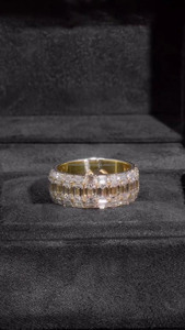 Iced Out Pinky Finger Band <b>Ring</b> <b>Men</b> Emerald Moissanite Pave Engagement Wedding Band Full Eternity Stackable 925 Sterling <b>Silver</b> - Product Image 2