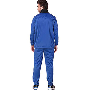 Survêtement Homme Bleu Color Block Manches Longues Col Montant Fermeture Éclair Style Sportif Respirant Polyester Idéal Automne - Product Image 3