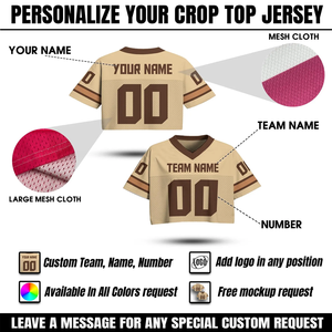 Camiseta de Fútbol Personalizable para Mujer, Estilo Crop Top, con Nombre del Equipo, Número y Logotipo (Frontal), Tela de Malla, Cuello en V, Mangas Cortas, Estilo Urbano - Product Image 4